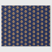 Goud en Navy Blue Kerstornamenten Cadeaupapier (Vlak)