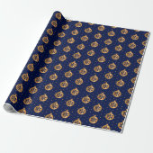 Goud en Navy Blue Kerstornamenten Cadeaupapier (Uitgerold)