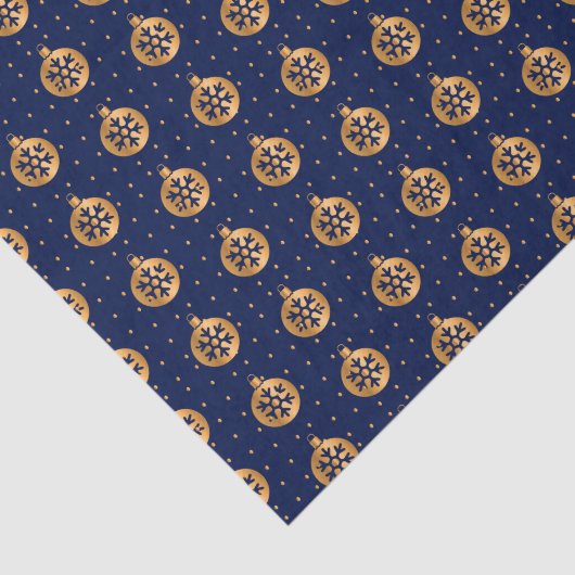 Goud en Navy Blue Kerstornamenten Tissuepapier (Detail)