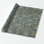 Goud en Navy Blue Luxe Abstract Patroon Cadeaupapier (Uitgerold)