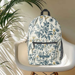 Goud en Navy  Botanic Bedrukte Rugzak<br><div class="desc">Gold en Navy  Botanic Pattern Backpack - Omarm de serene schoonheid van natuur met dit naadloze rugzakpatroon met prachtige botanische schetsen en een op de tuin geïnspireerd kleurenpalet. Dit ontwerp brengt de charme van een bloeiende tuin.</div>