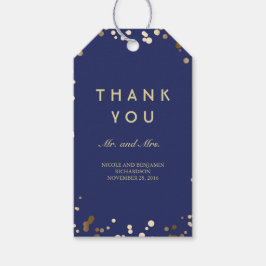 Goud en Navy Confetti Elegant Bruiloft Cadeaulabel