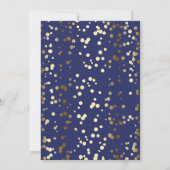 Goud en Navy Confetti verjaardagsfeest Kaart (Achterkant)
