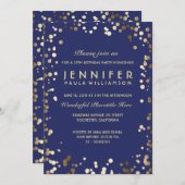 Goud en Navy Confetti verjaardagsfeest Kaart (Voorkant / Achterkant)
