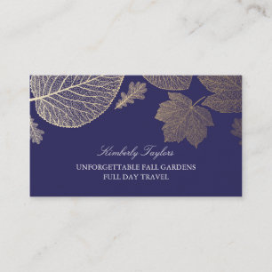 Goud en Navy Fall Leaves Elegant Visitekaartje