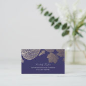 Goud en Navy Fall Leaves Elegant Visitekaartje (Staand voorkant)