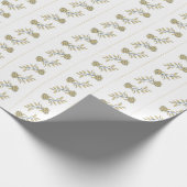 Goud en Navy Florals met Stripes Gift Cadeaupapier (Hoek)