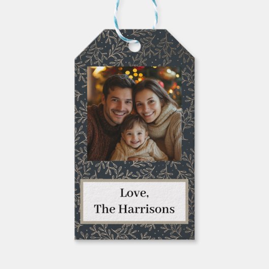 Goud en Navy Foto-cadeaubijsluiters Cadeaulabel (Voorkant)