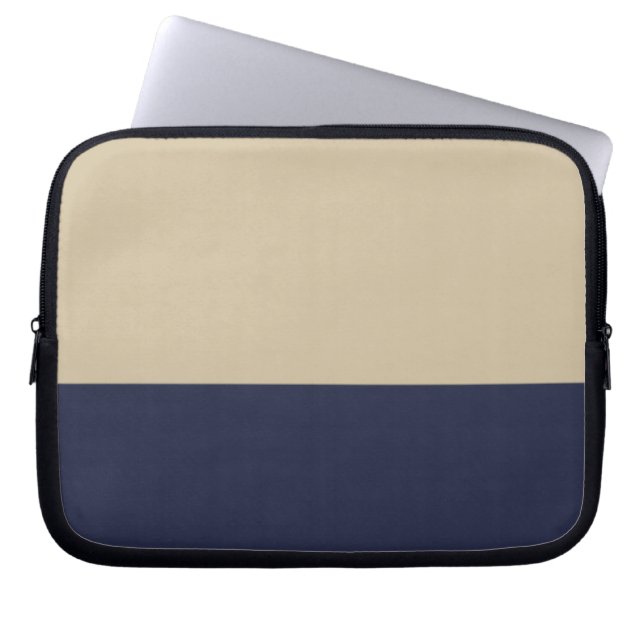 Goud en Navy Neopreen Laptop Sleeve (Voorkant)