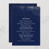 Goud en Navy Sterrennacht bruiloft informatie Informatiekaartje (Voorkant / Achterkant)