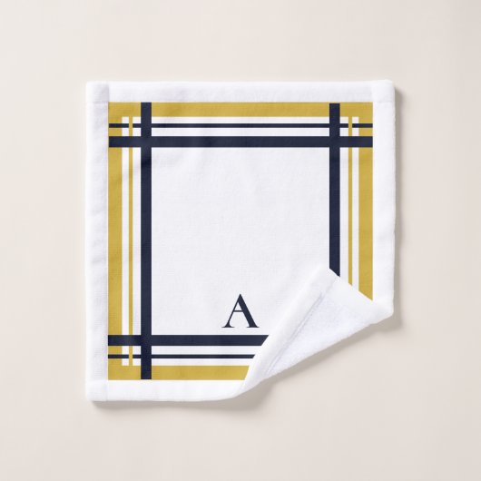 Goud en Navy Streep Persoonlijk Ontwerp  Bad Handdoek (Wasdoekje)