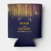 Goud en Navy String Lights Glitter Blikjeskoeler (Voorkant)