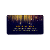 Goud en Navy String Lights Glitter Bruiloft Etiket (Voorkant)