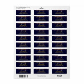 Goud en Navy String Lights Glitter Bruiloft Etiket (Full Sheet)