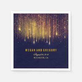 Goud en Navy String Lights Glitter Bruiloft Servetten