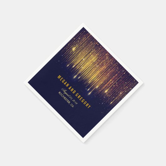 Goud en Navy String Lights Glitter Bruiloft Servetten (Hoek)
