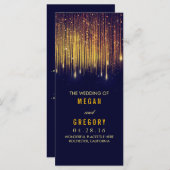 Goud en Navy String Lights Trouwprogramma's Programmakaart (Voorkant / Achterkant)