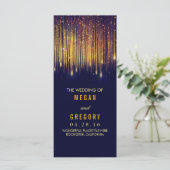 Goud en Navy String Lights Trouwprogramma's Programmakaart (Staand voorkant)