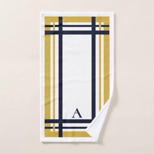 Goud en Navy Stripe gepersonaliseerd ontwerp Bad Handdoek (Handdoek)