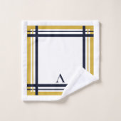 Goud en Navy Stripe gepersonaliseerd ontwerp Bad Handdoek (Wasdoekje)