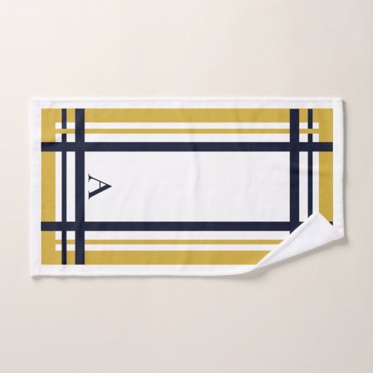 Goud en Navy Stripe gepersonaliseerd ontwerp Bad Handdoek (Handdoek)
