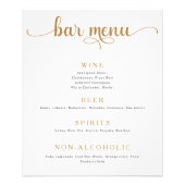 Goud en Off White Wedding Bar Menu Poster (Voorkant)