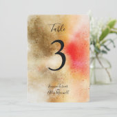 Goud en oranje aquarel | Tafelnummerkaartjes Kaart (Staand voorkant)