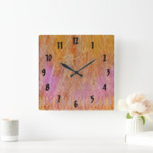 Goud en oranje bloemoraal materiaal vierkante klok (Huis)