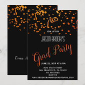 Goud en Oranje Confetti op zwart Afstuderen Kaart (Voorkant / Achterkant)