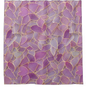 Goud en Paars bladpatroon Douchegordijn (Voorkant)