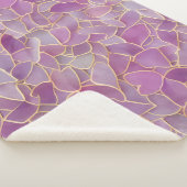 Goud en Paars bladpatroon Sherpa Deken (3/4)