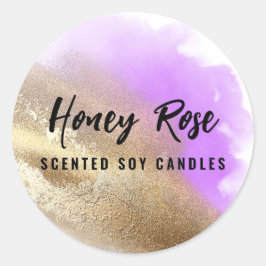 Goud en Paars kaarslabel Ronde Sticker