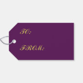 Goud en Paars kerstfeest Cadeaulabel (Achterkant Horizontaal)