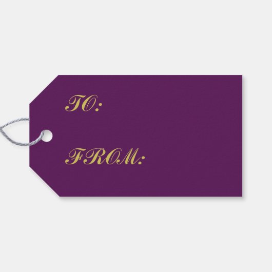 Goud en Paars kerstfeest Cadeaulabel (Achterkant Horizontaal)