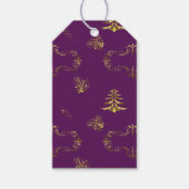 Goud en Paars kerstfeest Cadeaulabel (Voorkant)