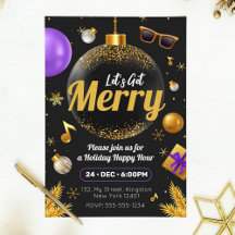 Goud en Paars Laten we Kerstmis leuk maken