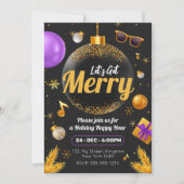 Goud en Paars Laten we Kerstmis vieren Leuk Kaart (Voorkant)