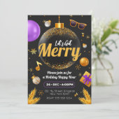 Goud en Paars Laten we Kerstmis vieren Leuk Kaart (Staand voorkant)