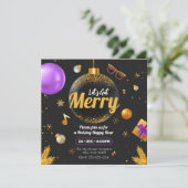 Goud en Paars Laten we Kerstmis vieren Leuk Kaart (Staand voorkant)