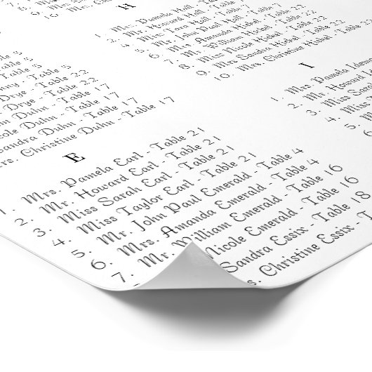 Goud en Paars lavender Wedding Seating Chart Poster (Hoek)