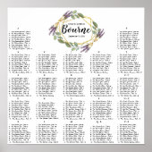 Goud en Paars lavender Wedding Seating Chart Poster (Voorkant)
