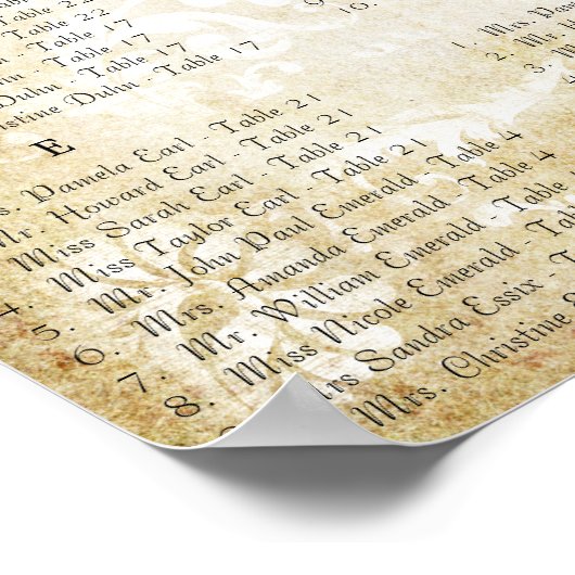 Goud en Paars lavender Wedding Seating Chart Poster (Hoek)