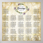 Goud en Paars lavender Wedding Seating Chart Poster (Voorkant)