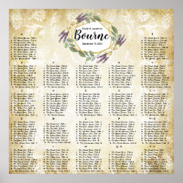 Goud en Paars lavender Wedding Seating Chart Poster