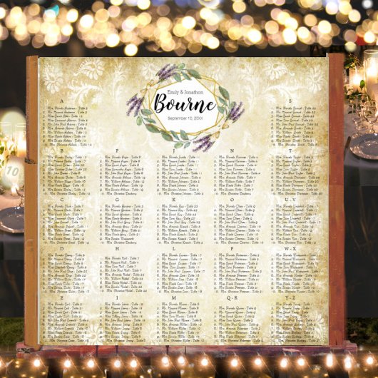 Goud en Paars lavender Wedding Seating Chart Poster