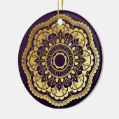 Goud en Paars Mandala Keramisch Ornament (Links)