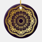 Goud en Paars Mandala Keramisch Ornament (Achterkant)