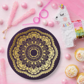 Goud en Paars Mandala Papieren Bordje (Feest)