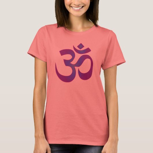 Goud en Paars Yoga Meditation Zen OM-symbool T-shirt (Voorkant)