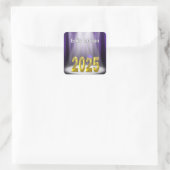 Goud en Paarse 2025 Afstuderen Vierkante Sticker (Tas)
